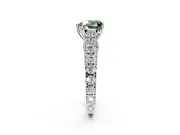 Solitaire Engagement Ring Setting for Fancy Green Heart-Shaped Center with Pave Cathedral Shoulders and Prong Head in Sterling Silver