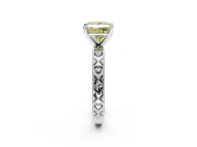 Solitaire Engagement Ring Setting for Fancy Yellow Princess Cut Center with XO Engraved Band and Prong Head in Platinum