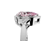 Cluster Engagement Ring Setting for Fancy Pink Pear-Shaped Center with Milgrain Shoulder Clusters and Prong Head in Platinum