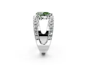 Solitaire Engagement Ring Setting for Fancy Green Pear-Shaped Center with Wide-Open Split Shank and Prong Head in Platinum
