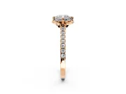 Floral Engagement Ring Setting for Cushion Cut Center with Pave Band and Floral Prong Head in Rose Gold