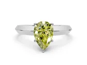 Solitaire Engagement Ring Setting for Fancy Yellow Pear-Shaped Center with Wide Knife Ridge Band and Prong Head in Sterling Silver
