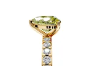 Solitaire Engagement Ring Setting for Fancy Yellow Heart-Shaped Center with Round Cut Pave Band and Prong Head in Yellow Gold