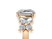 Floral Engagement Ring Setting for Asscher Cut Center with Marquise Cluster Shoulders and Prong Head in Rose Gold