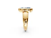 Solitaire Engagement Ring Setting for Fancy Blue Marquise Center with Wide Band and Bezel Head in Yellow Gold