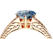 Split Shank Engagement Ring Setting for Fancy Blue Heart-Shaped Center with Pave Split Shank and Prong Head in Rose Gold