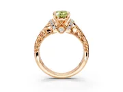 Solitaire Engagement Ring Setting for Fancy Yellow Oval Center with Filigree Accent Basket and Prong Head in Rose Gold