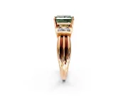 Solitaire Engagement Ring Setting for Fancy Green Princess Cut Center with Grooved Bar Accent Band and Prong Head in Rose Gold