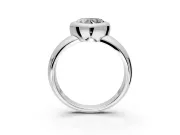 Solitaire Engagement Ring Setting for Heart-Shaped Center with Wide Band and Bezel Head in Platinum
