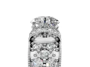Pave Engagement Ring Setting for Round Cut Center with Curved Accent Rows, Openwork and Prong Head in Platinum