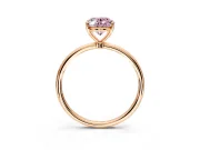 Solitaire Engagement Ring Setting for Fancy Pink Oval Center with Straight Thin Band and Prong Head in Rose Gold