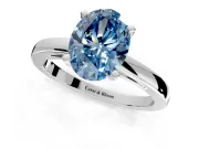 Solitaire Engagement Ring Setting for Fancy Blue Oval Center with Basket Rail and Prong Head in White Gold