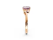 Solitaire Engagement Ring Setting for Fancy Pink Princess Cut Center with Plain Bypass Twist Band and Prong Head in Rose Gold