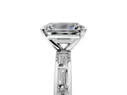 Solitaire Engagement Ring Setting for Emerald Cut Center with Channel Baguette Band and Prong Head in Platinum