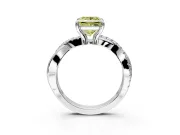 Solitaire Engagement Ring Setting for Fancy Yellow Princess Cut Center with Half-Pave Crossover Band and Prong Head in Platinum