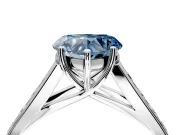 Solitaire Engagement Ring Setting for Fancy Blue Heart-Shaped Center with Cathedral Channel Band and Prong Head in Sterling Silver