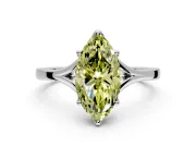 Solitaire Engagement Ring Setting for Fancy Yellow Marquise Center with Plain Split Shank and Prong Head in Sterling Silver
