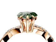 Solitaire Engagement Ring Setting for Fancy Green Heart-Shaped Center with Half-Pave Crossover Band and Prong Head in Rose Gold