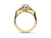 Floral Cluster Engagement Ring Setting for Cushion Cut Center with Marquise Accents and Prong Head in Yellow Gold