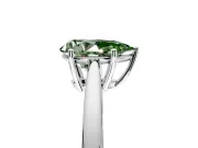 Solitaire Engagement Ring Setting for Fancy Green Pear-Shaped Center with Open Cathedral Shoulders and Prong Head in White Gold