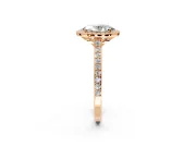 Halo Engagement Ring Setting for Oval Center with Pave Accents, Heart Basket and Prong Head in Rose Gold