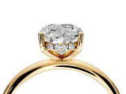 Hidden Halo Engagement Ring Setting for Cushion Cut Center with Thin Round-Wire Band and Prong Head in Yellow Gold