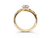 Cluster Engagement Ring Setting for Oval Center with Round Cut Accent Band and Prong Head in Yellow Gold