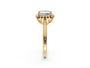 Starburst Halo Engagement Ring Setting for Princess Cut Center with Thin Round-Wire Band and Prong Head in Yellow Gold