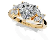 Floral Engagement Ring Setting for Heart-Shaped Center with Marquise Cluster Shoulders and Prong Head in Yellow Gold