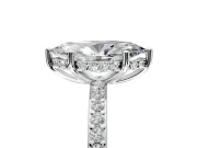 Solitaire Engagement Ring Setting for Marquise Center with Fine Pave Band and Prong Head in White Gold