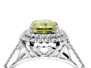 Double Halo Engagement Ring Setting for Fancy Yellow Radiant Cut Center with Narrow Pave Split Shank and Prong Head in Sterling Silver