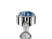 Vintage Station Engagement Ring Setting for Fancy Blue Round Cut Center with Accents and Prong Head in White Gold