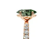 Solitaire Engagement Ring Setting for Fancy Green Oval Center with Micro Pave Band and Prong Head in Rose Gold