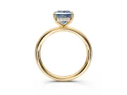Hidden Halo Engagement Ring Setting for Fancy Blue Princess Cut Center with Thin Rounded Band and Prong Head in Yellow Gold