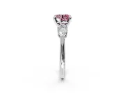 3 Stone Engagement Ring Setting for Fancy Pink Round Cut Center with Large Pear-Shaped Accents and Prong Head in Platinum