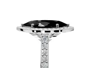 Halo Engagement Ring Setting for Fancy Black Marquise Center with Pave Accents, Heart Basket and Prong Head in Sterling Silver