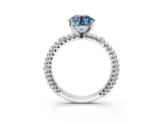 Rope Engagement Ring Setting for Fancy Blue Round Cut Center with Accent Shoulders and Prong Head in Sterling Silver
