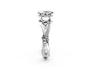Solitaire Engagement Ring Setting for Oval Center with Pave and Plain Crossover Band and Prong Head in Platinum