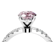 Open Basket Engagement Ring Setting for Fancy Pink Oval Center with Pave Band and Prong Head in Platinum
