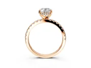Solitaire Engagement Ring Setting for Oval Center with Band of Accents and Prong Head in Rose Gold