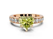Solitaire Engagement Ring Setting for Fancy Yellow Heart-Shaped Center with Channel-Set Accents and Prong Head in Rose Gold