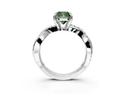 Solitaire Engagement Ring Setting for Fancy Green Cushion Cut Center with Half-Pave Crossover Band and Prong Head in Sterling Silver
