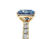 Solitaire Engagement Ring Setting for Fancy Blue Radiant Cut Center with Large Accent Band and Prong Head in Yellow Gold