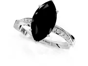 Side Accent Engagement Ring Setting for Fancy Black Marquise Center with Accent Shoulders and Prong Head in Sterling Silver