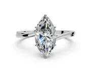 Solitaire Engagement Ring Setting for Marquise Center with Plain Bypass Twist Band and Prong Head in Sterling Silver
