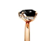 Hidden Halo Engagement Ring Setting for Fancy Black Heart-Shaped Center with Thin Rounded Band and Prong Head in Rose Gold
