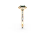Halo Engagement Ring Setting for Fancy Green Asscher Cut Center with Pave Accents, Heart Basket and Prong Head in Yellow Gold