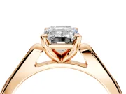 Solitaire Engagement Ring Setting for Emerald Cut Center with Channel Accents and Prong Head in Rose Gold