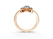 Solitaire Engagement Ring Setting for Fancy Blue Pear-Shaped Center with Twisted Band and Scroll Prong Head in Rose Gold