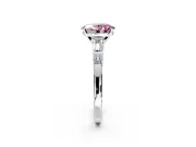 Bar-Set Engagement Ring Setting for Fancy Pink Oval Center with Tapered Baguette Accents and Prong Head in Platinum